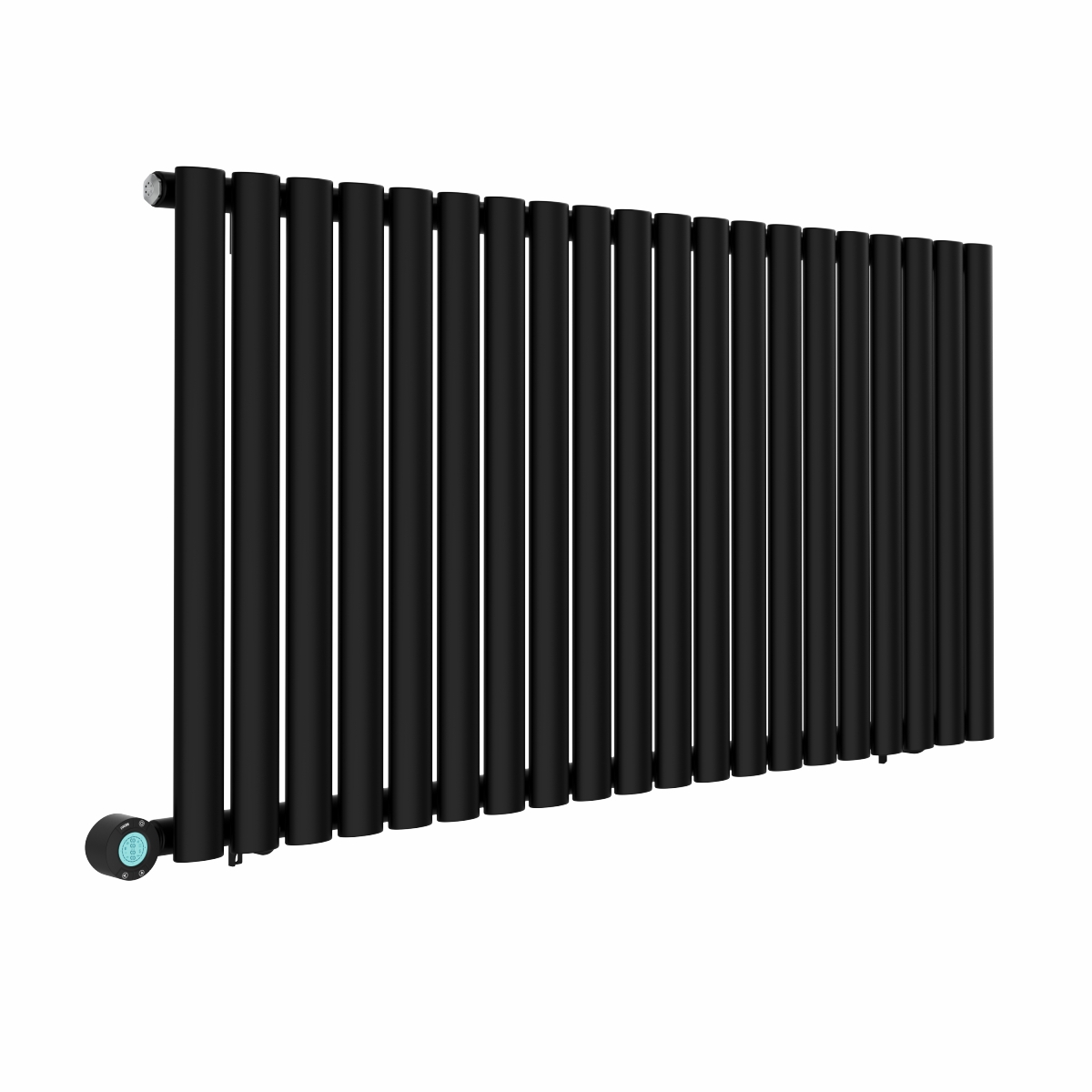 Norden 600 x 1181mm Black Horizontal Oval Tube Wifi Electric Radiator - 1000W