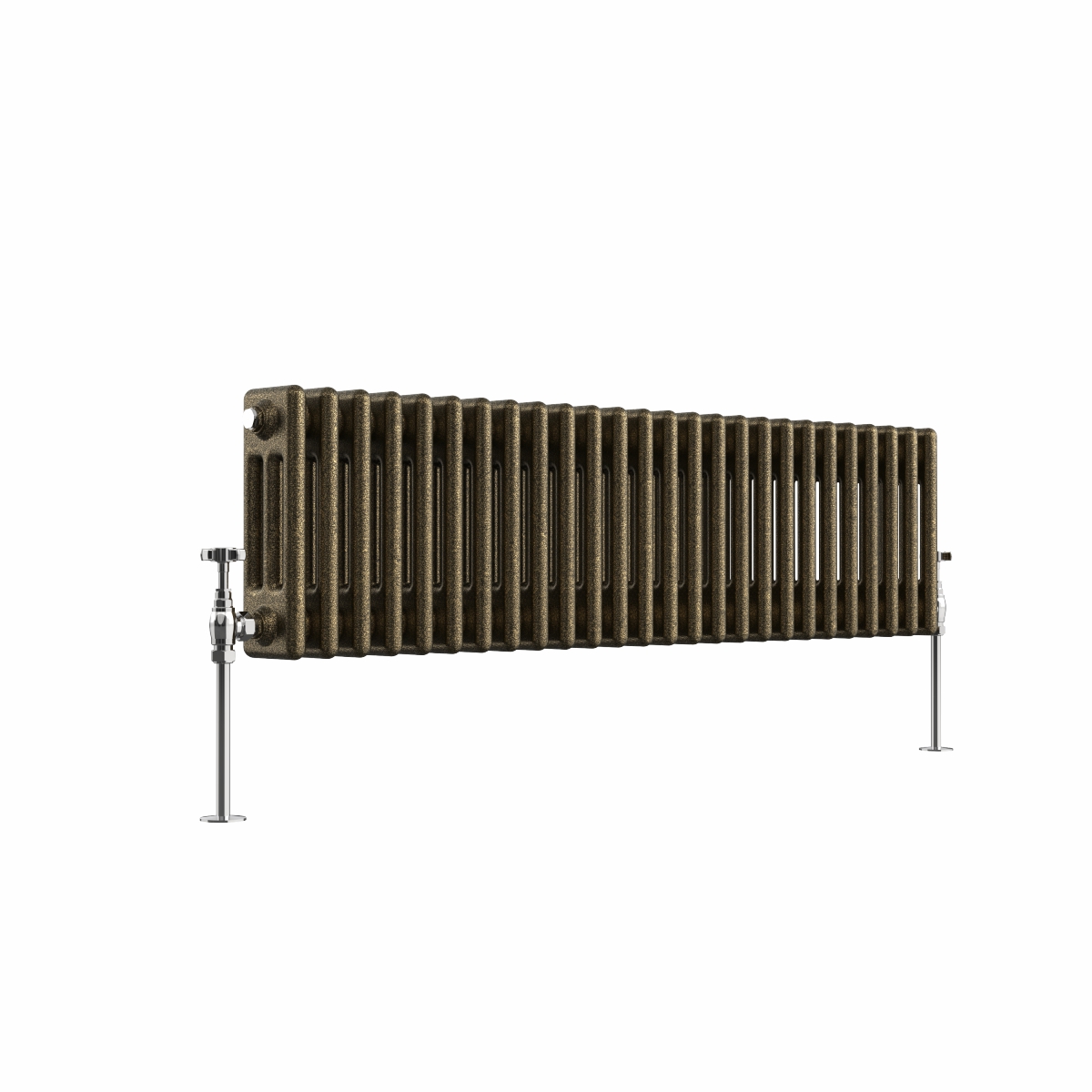 Bern 300 x 1190mm Black Gold Triple Column Horizontal Traditional Radiator