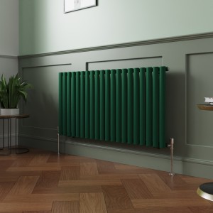 Norden 600 x 1181mm Moss Green Single Oval Column Horizontal Designer Radiator