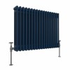 Bern 600 x 830mm Sapphire Blue Triple Column Horizontal Traditional Radiator