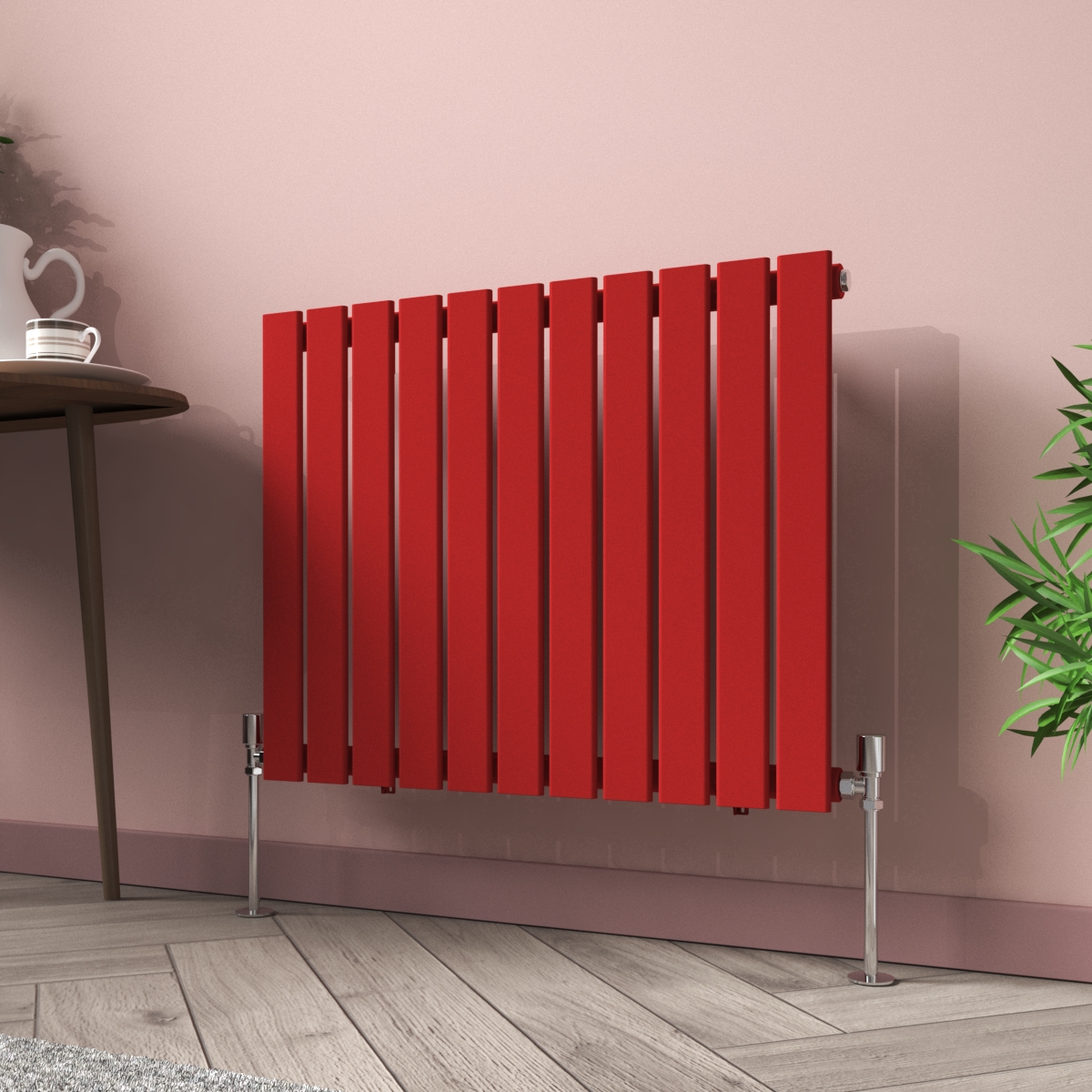 Karlstad 600 x 750mm Signal Red Single Flat Panel Horizontal Designer Radiator