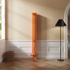Bern 1800 x 200mm Traditional Bright Orange Vertical Four Column Radiator