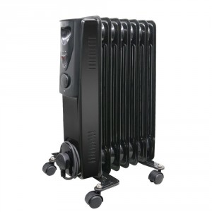 Garmo 600 x 330mm Black Portable 7 Fin Oil Filled Electric Radiator - 1500W