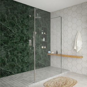 Wasdale 1215mm Chrome Walk Through Wet Room Screen with 215mm Hinged Return Screens