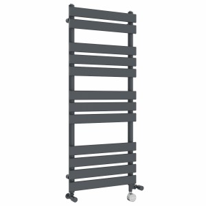 Juva 1200 x 500mm Dual Fuel Sand Grey Flat Panel Thermostatic Touch Control Electric Heated Towel Rail
