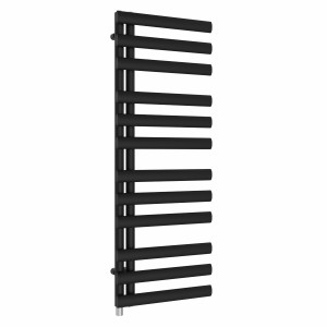 Kongsberg 1200 x 450mm Black Simple Electric Towel Rail