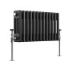 Bern 300 x 605mm Black Silver Triple Column Horizontal Traditional Radiator