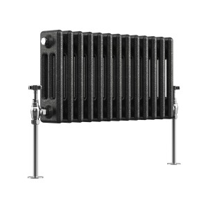 Bern 300 x 605mm Black Silver Triple Column Horizontal Traditional Radiator