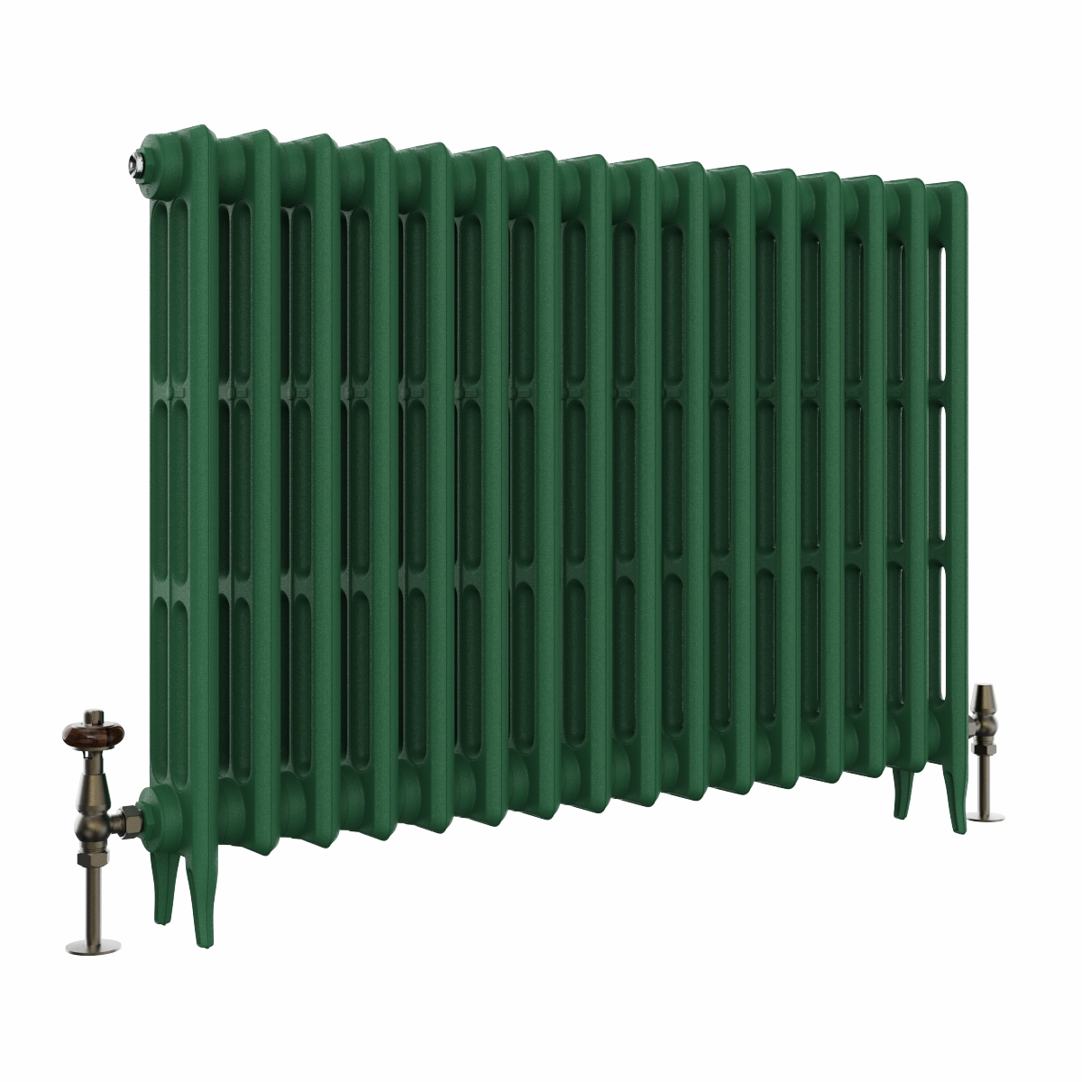 Classic  745 x 1026mm Farrow & Ball Duck Green Triple Column Cast Iron Radiator - 16 Sections