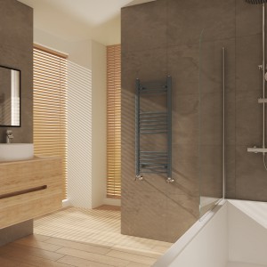 Fjord 1000 x 400mm Curved Anthracite Heated Towel Rail