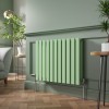 Lulea 600 x 760mm Pastel Green Double Flat Panel Horizontal Designer Radiator