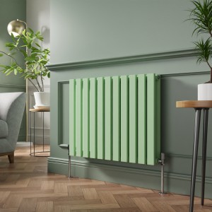 Lulea 600 x 760mm Pastel Green Double Flat Panel Horizontal Designer Radiator