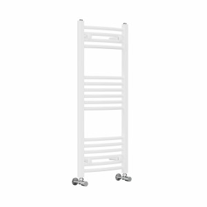 Fjord 1000 x 400mm Curved White Heated Towel Rail