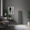Karlstad 1600 x 410mm Black Silver Single Vertical Flat Panel Designer Radiator