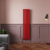 Norden 1600 x 355mm Signal Red Single Oval Column Vertical Designer Radiator