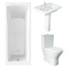 RAK Resort Mini Closed Back Toilet with 650mm Basin Modern Bathroom Suite and Single Ended Bath - 1700 x 700mm