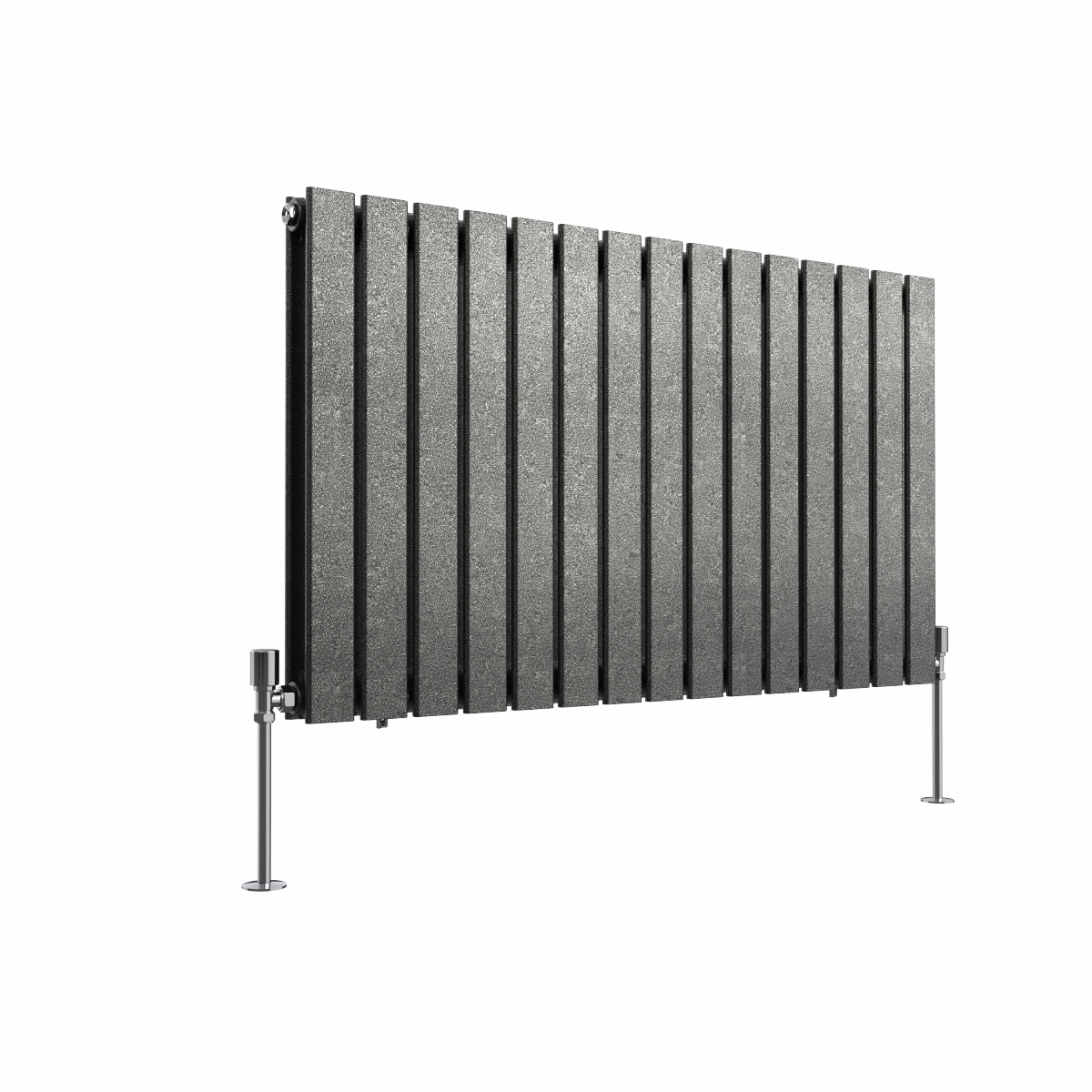 Karlstad 600 x 1022mm Black Silver Double Horizontal Flat Panel Designer Radiator