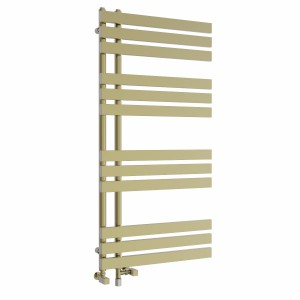 Koli 1200 x 600mm Dual Fuel Brushed Brass Simple Electric Heated Towel Rail