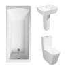 Cordoba Square Modern Bathroom Suite with Single Ended Bath - 1400 x 700mm