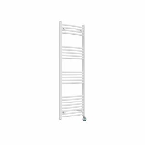 Fjord 1400 x 500mm Curved White Thermostatic Touch Control Electric Heated Towel Rail