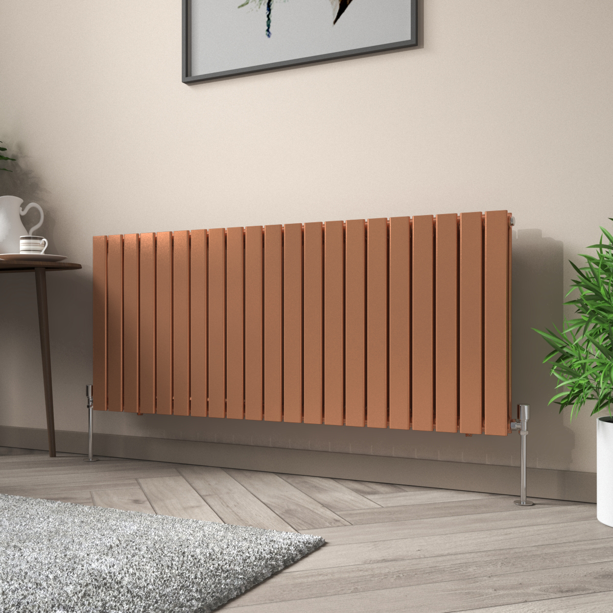Karlstad 600 x 1430mm Metallic Bronze Double Flat Panel Horizontal Designer Radiator