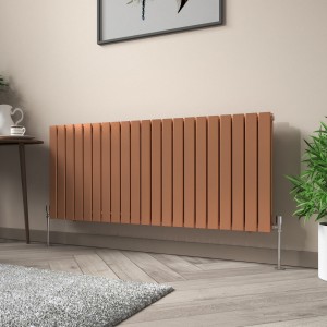 Karlstad 600 x 1430mm Metallic Bronze Double Flat Panel Horizontal Designer Radiator