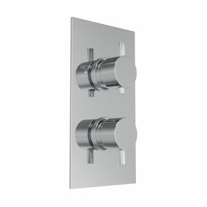Thurso Twin Round Handle Concealed Valve with Diverter, 2 Outlet Chrome