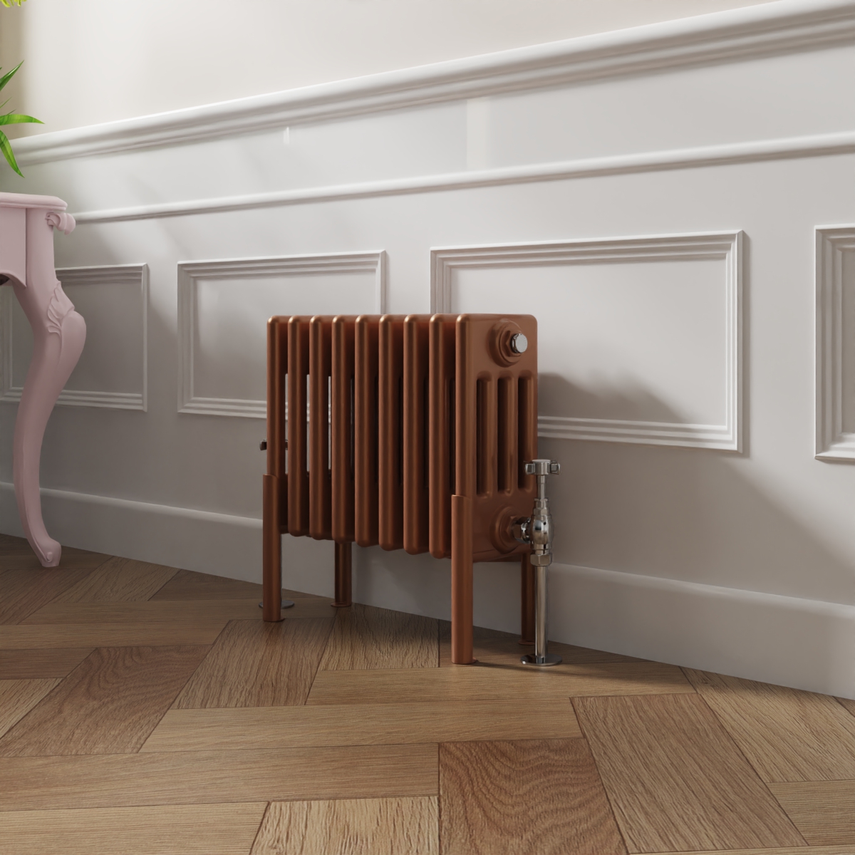 Bern 300 x 425mm Traditional Metallic Bronze Horizontal Four Column Radiator