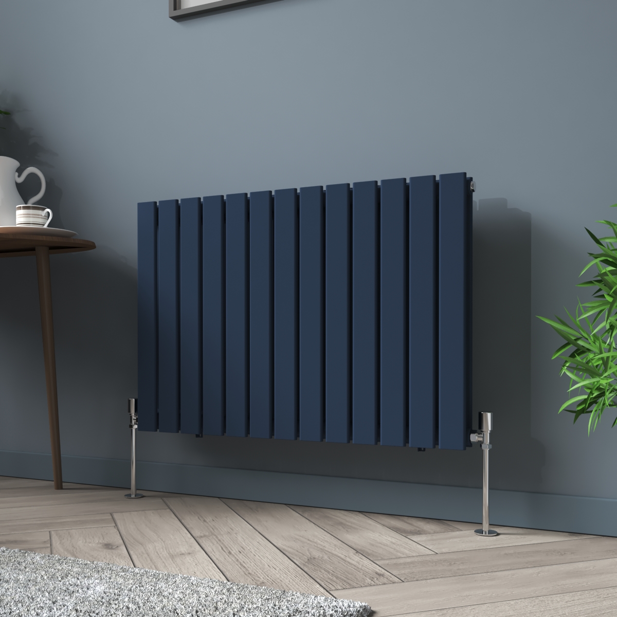 Karlstad 600 x 886mm Sapphire Blue Double Horizontal Flat Panel Designer Radiator