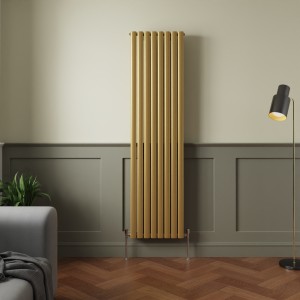 Norden 1800 x 473mm Metallic Gold Double Oval Column Vertical Designer Radiator