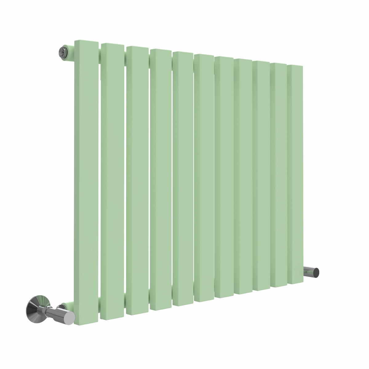 Lulea 600 x 760mm Pastel Green Single Flat Panel Horizontal Designer Radiator