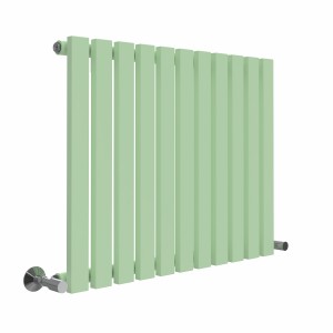 Lulea 600 x 760mm Pastel Green Single Flat Panel Horizontal Designer Radiator