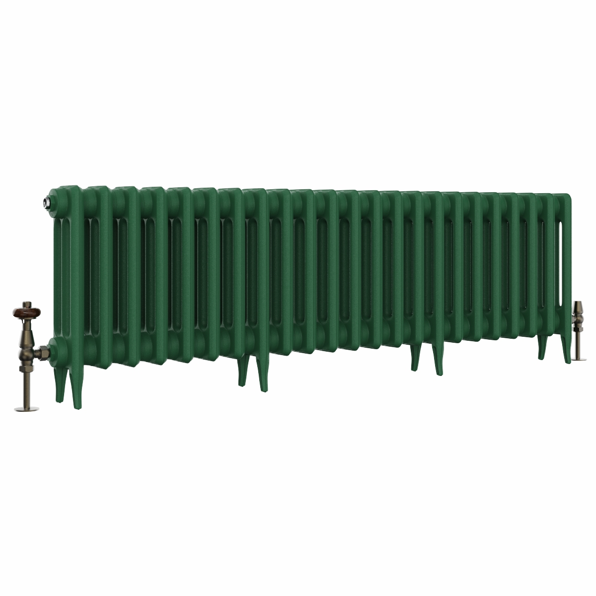 Classic  450 x 1460mm Farrow & Ball Duck Green Triple Column Cast Iron Radiator - 23 Sections