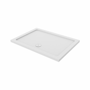 Essentials Anti-Slip 1000 x 900mm Rectangle Stone Shower Tray White