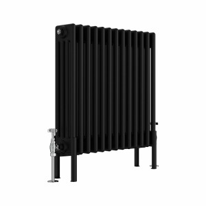 Bern 600 x 605mm Black Four Column Horizontal Traditional Radiator