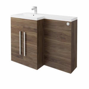 Calm Walnut Left Hand Combination Vanity Unit Set with Concealed Cistern (No Toilet)