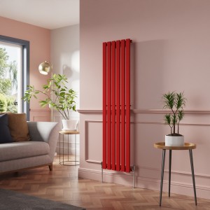 Lulea 1600 x 410mm Signal Red Single Flat Panel Vertical Designer Radiator