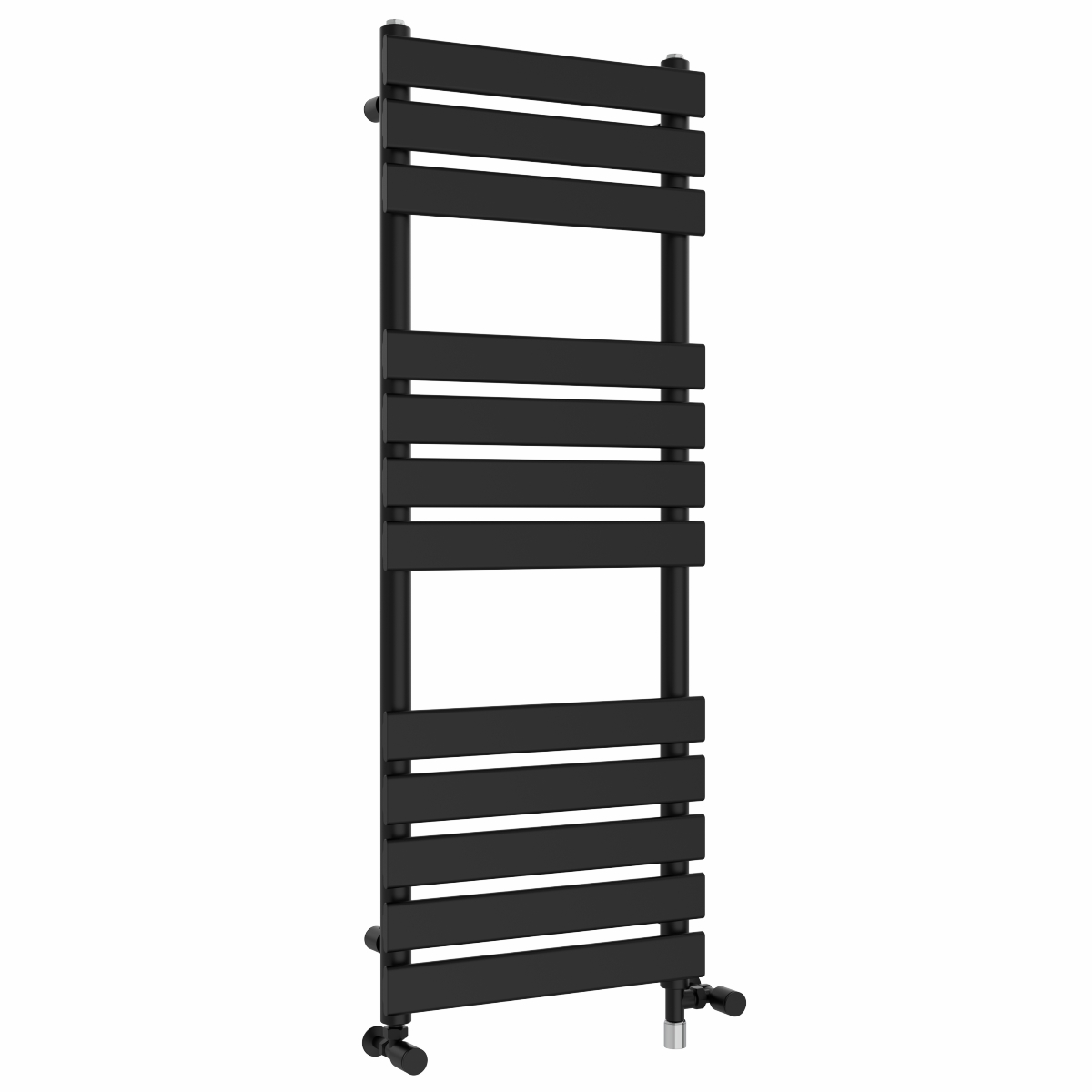 Juva 1200 x 450mm Dual Fuel Satin Black Flat Panel Simple Electric Heated Towel Rail