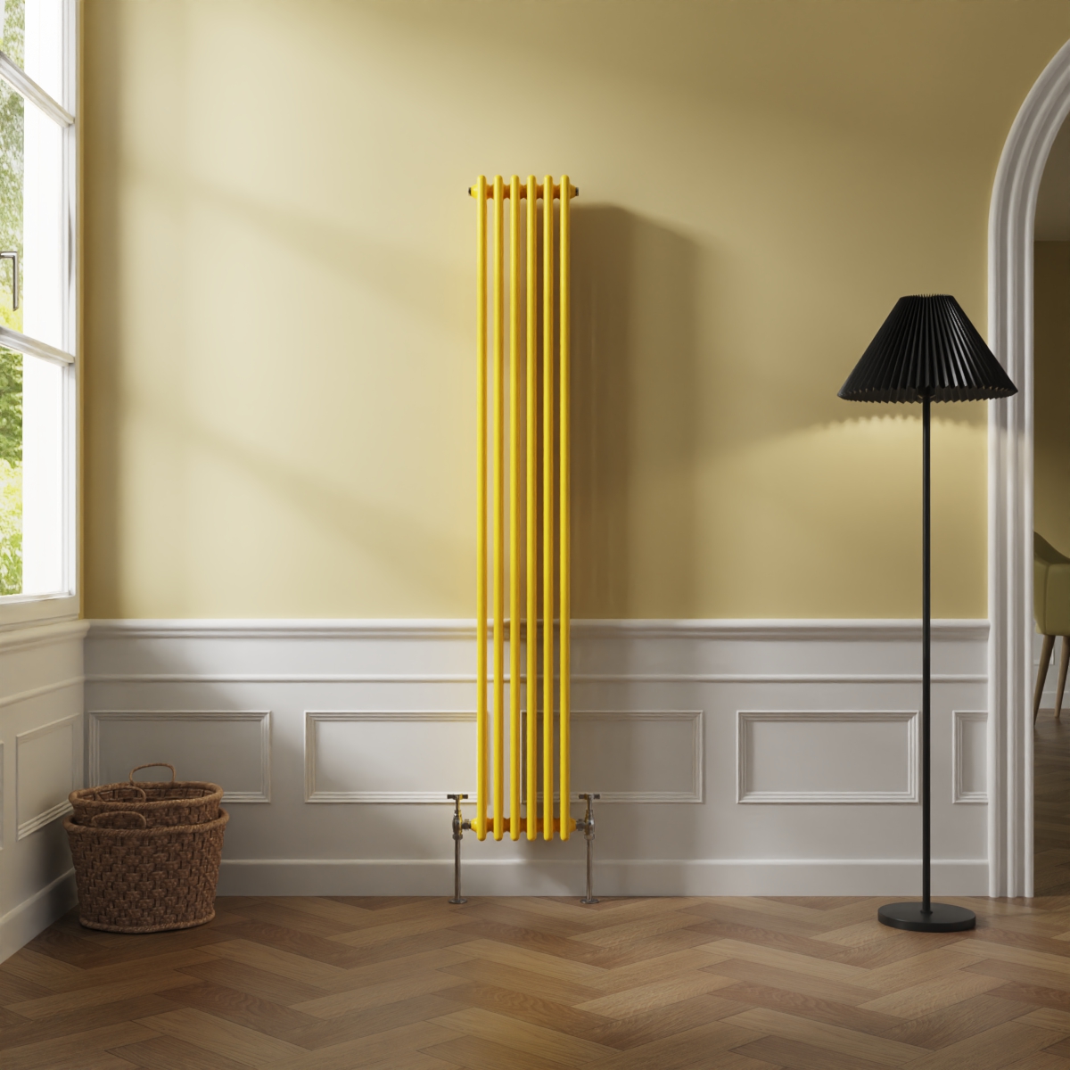 Bern 1800 x 290mm Zinc Yellow Triple Column Vertical Traditional Radiator
