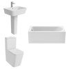 Cordoba Square Modern Bathroom Suite with Close Coupled Toilet and Essential Single Ended Bath - 1600 x 700mm - Front Bath Panel Included