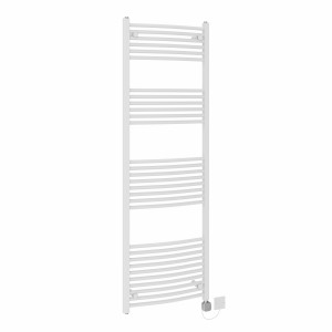 Fjord 1800 x 600mm Curved White HEC Thermostatic Electric Heated Towel Rail