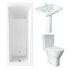 RAK Resort Maxi Open Back Toilet with 650mm Basin Modern Bathroom Suite and Single Ended Bath with Front Panel - 1700 x 700mm