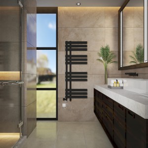 Koli 1200 x 450mm Dual Fuel Black Simple Electric Heated Towel Rail