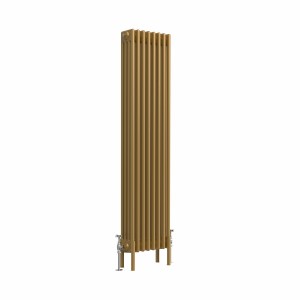 Bern 1500 x 380mm Traditional Metallic Gold Vertical Four Column Radiator