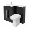 Calm Matt Black Left Hand Combination Vanity Unit Basin L Shape with Back to Wall RAK Origin Toilet & Soft Close Seat & Concealed Cistern - 1100mm
