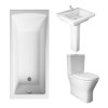 RAK Resort Maxi Closed Back Toilet with 550mm Basin Modern Bathroom Suite and Single Ended Bath - 1800 x 800mm