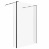 Wasdale 1400mm Black Walk Through Wet Room Screen with 215mm Hinged Return Screen