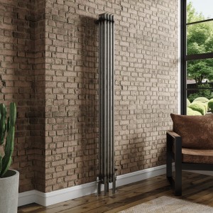 Bern 1800 x 200mm Raw Metal Triple Column Vertical Traditional Radiator