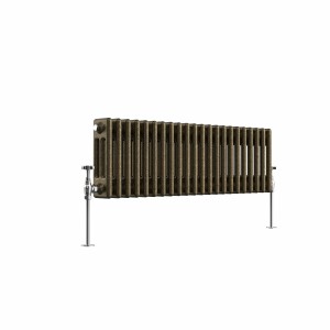 Bern 300 x 1010mm Black Gold Triple Column Horizontal Traditional Radiator