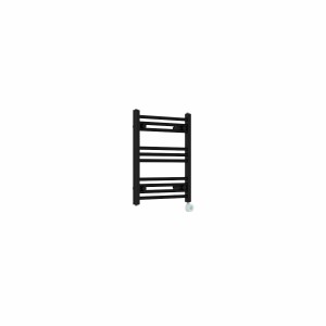 Bergen 600 x 500mm Straight Black Thermostatic Touch Control Wifi Electric Heated Towel Rail